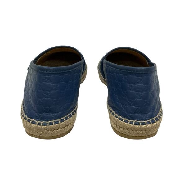 Gucci Microguccissima Blue Leather Espadrilles Size 8 GG Monogram Made in Spain - Picture 10 of 12